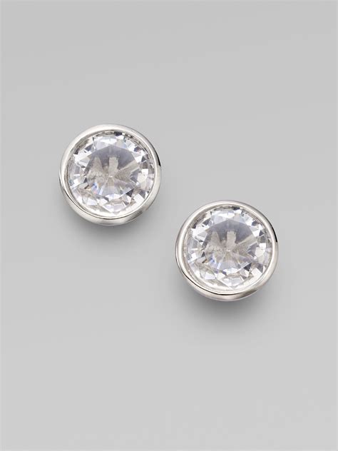 michael kors large crystal stud earrings|michael kors silver drop earrings.